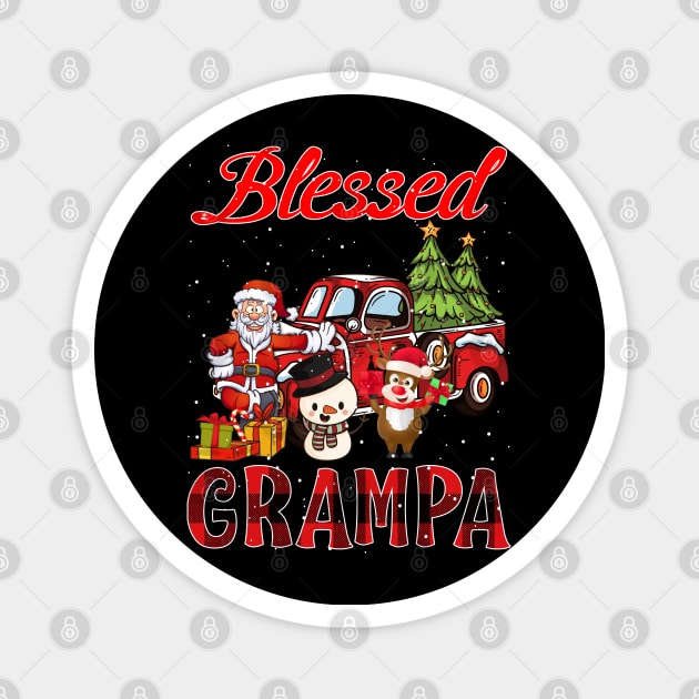 Blessed Grampa Red Plaid Christmas Magnet by intelus